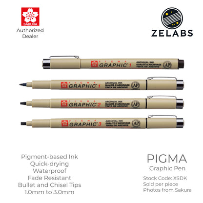 Sakura Pigma Graphic Pen - Bullet / Chisel Nib - 1.0mm to 3.0mm - XSDK1 | XSDK2 | XSDK3