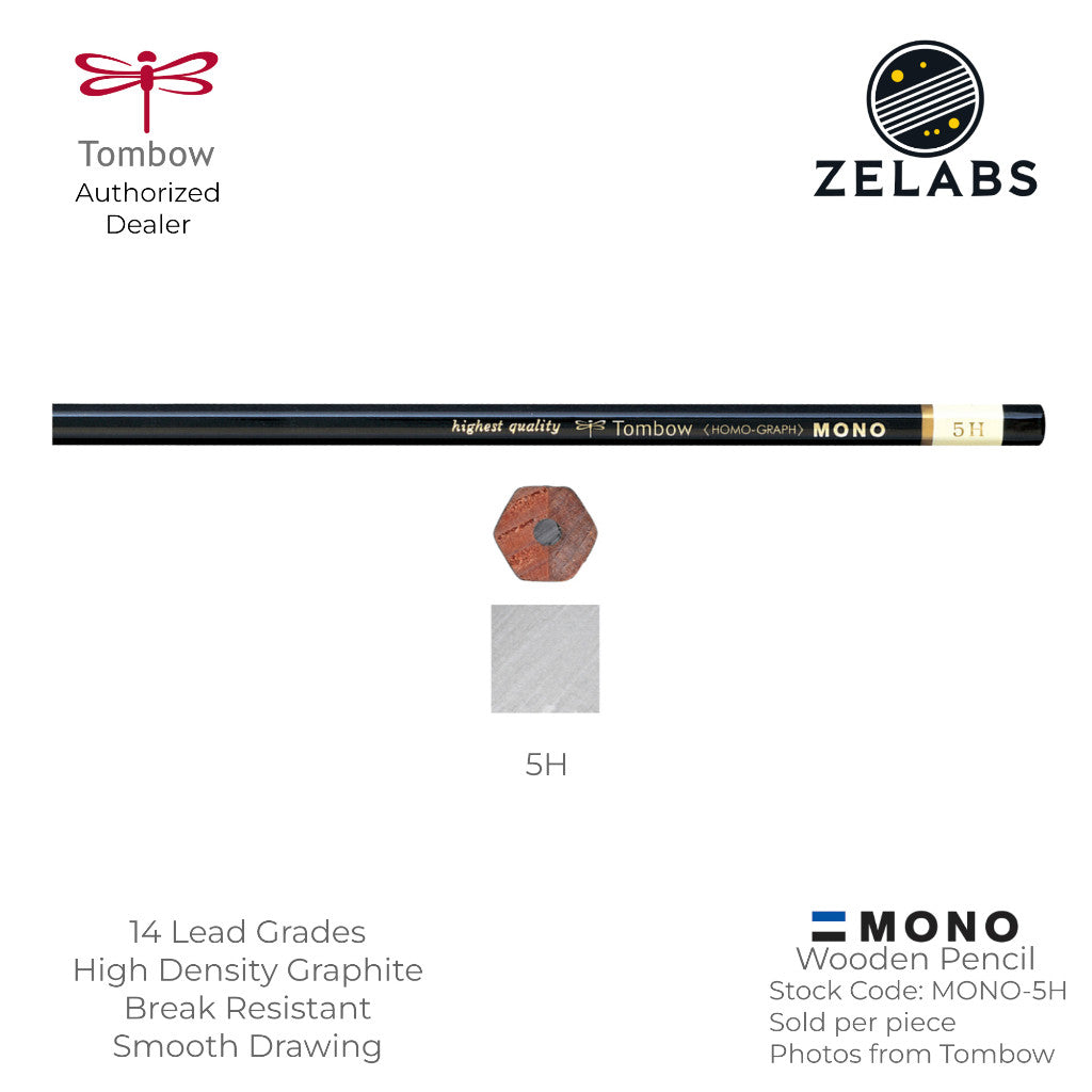 Tombow MONO Homo-Graph Drawing Wooden Pencil - 14 Lead Grades - MONO - 6H to 6B