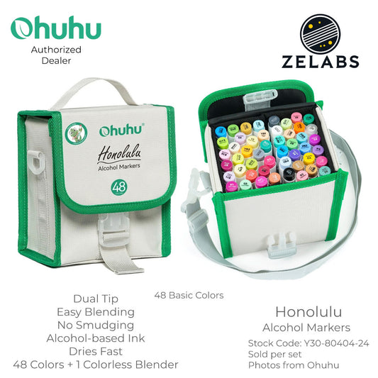 Ohuhu Honolulu 48 Basic Colors Dual Tip Alcohol Markers (Brush & Chisel) - Y30-80404-24
