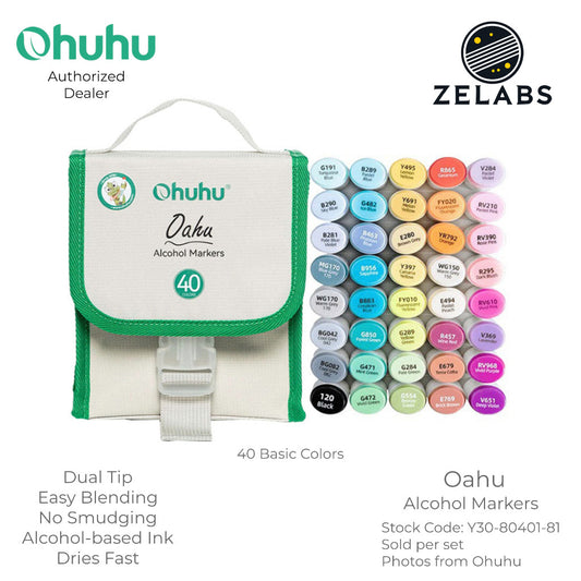 Ohuhu Oahu 40 Basic Colors Dual Tip Alcohol Markers (Fine & Chisel) - Y30-80401-81