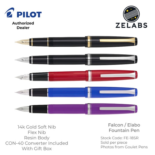 Pilot Falcon / Elabo Fountain Pen - Flex Nib - 14k -  FE-18SR - Soft Extra Fine | Soft Fine