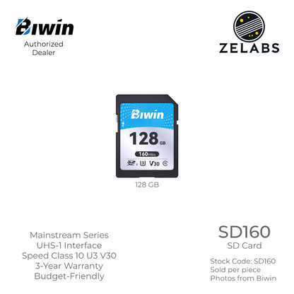 Biwin SD160 SD Card - UHS-I | C10 | U3 | V30 - 128 GB | 256 GB | 512 GB | 1TB
