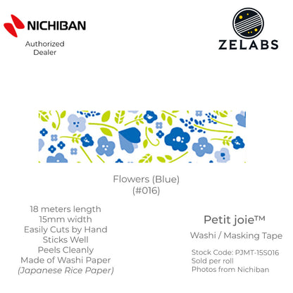 Nichiban Petit Joie Decorative Masking Tape / Washi Tape (15mm x 18 meters) - PJMT-15S