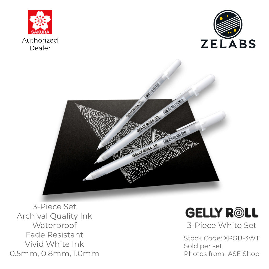Sakura Gelly Roll Classic White Gel Pen Set (3-Piece) - XPGB-3WT - White (#50)