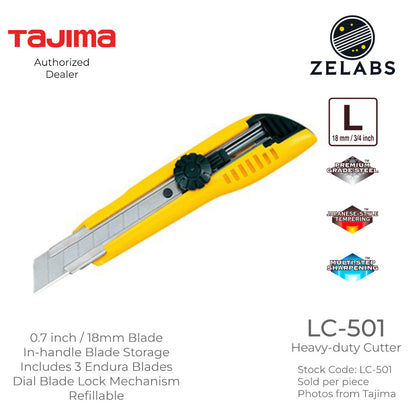 Tajima LC-501 Heavy Duty Ergonomic Endura Cutter - Dial Blade Lock - 3/4 inch | 18mm Blade