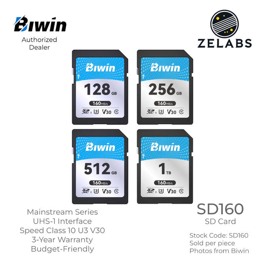 Biwin SD160 SD Card - UHS-I | C10 | U3 | V30 - 128 GB | 256 GB | 512 GB | 1TB