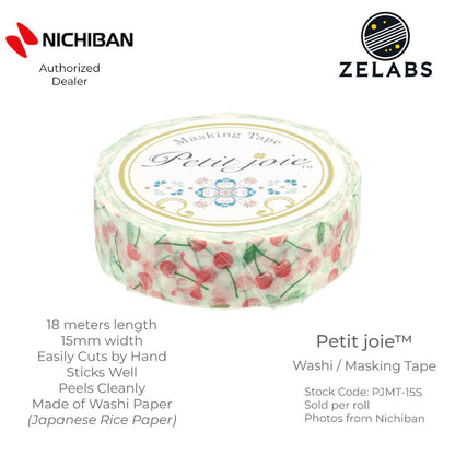 Nichiban Petit Joie Decorative Masking Tape / Washi Tape (15mm x 18 meters) - PJMT-15S