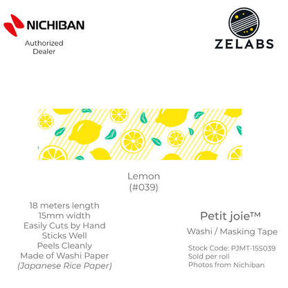 Nichiban Petit Joie Decorative Masking Tape / Washi Tape (15mm x 18 meters) - PJMT-15S
