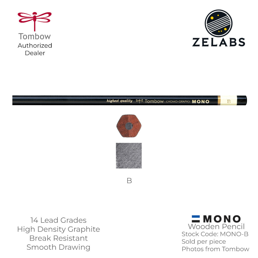 Tombow MONO Homo-Graph Drawing Wooden Pencil - 14 Lead Grades - MONO - 6H to 6B