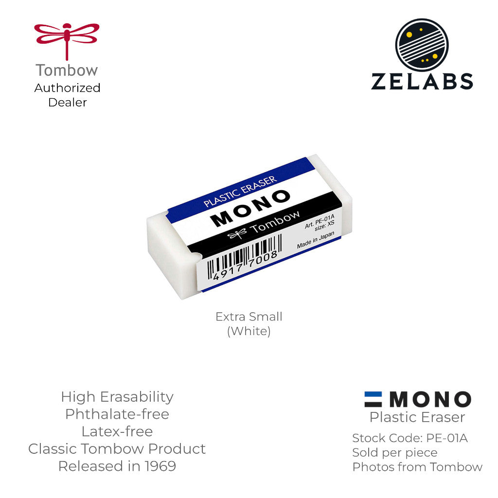 Tombow MONO Plastic Eraser (Phthalate-Free / Latex-Free) - White | Black - PE-01 | PE-04