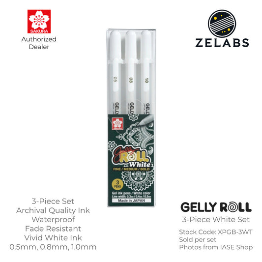 Sakura Gelly Roll Classic White Gel Pen Set (3-Piece) - XPGB-3WT - White (#50)