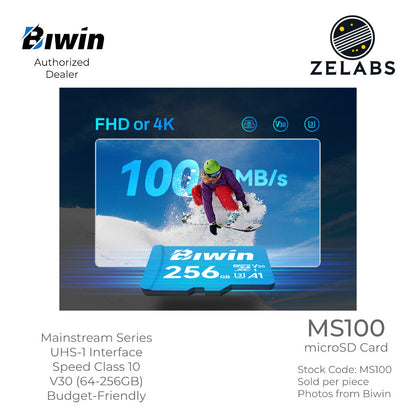 Biwin MS100 microSD Card - UHS-I | C10 | U3 | V30 | A1 - 64GB | 128 GB | 256 GB