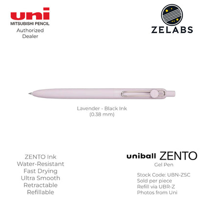 Uni Uni-Ball ZENTO Standard Retractable Gel Pen - UBN-ZSC - 0.38mm | 0.5mm
