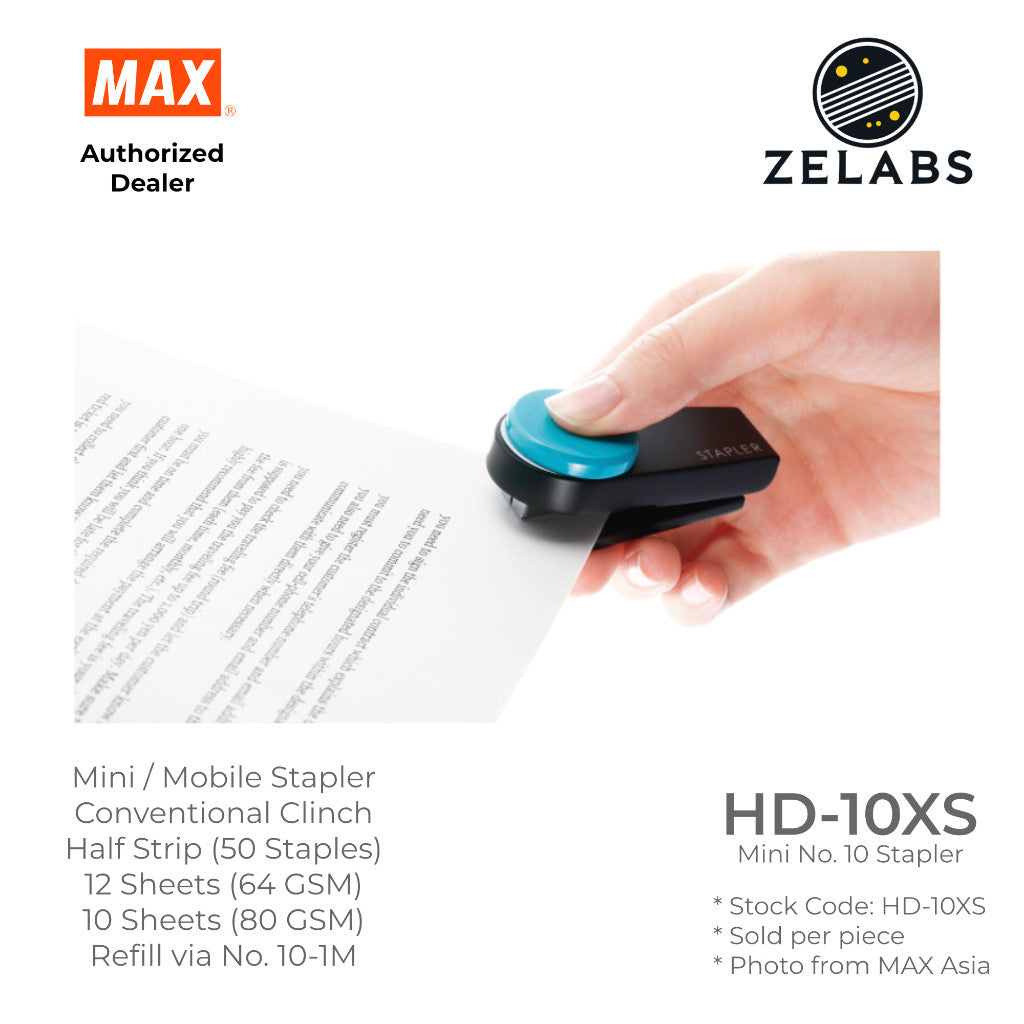 MAX Colorgimic HD-10XS Mini Stapler - Conventional Clinch Mobile Stapler (Refill by No.10 Staples)