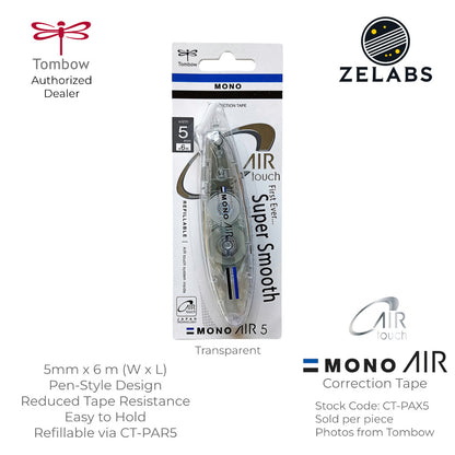 Tombow MONO AIR 5 Touch Refillable Pen Type Correction Tape - CT-PAX5 - 5mm x 6m