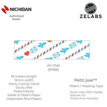 Nichiban Petit Joie Decorative Masking Tape / Washi Tape (15mm x 18 meters) - PJMT-15S