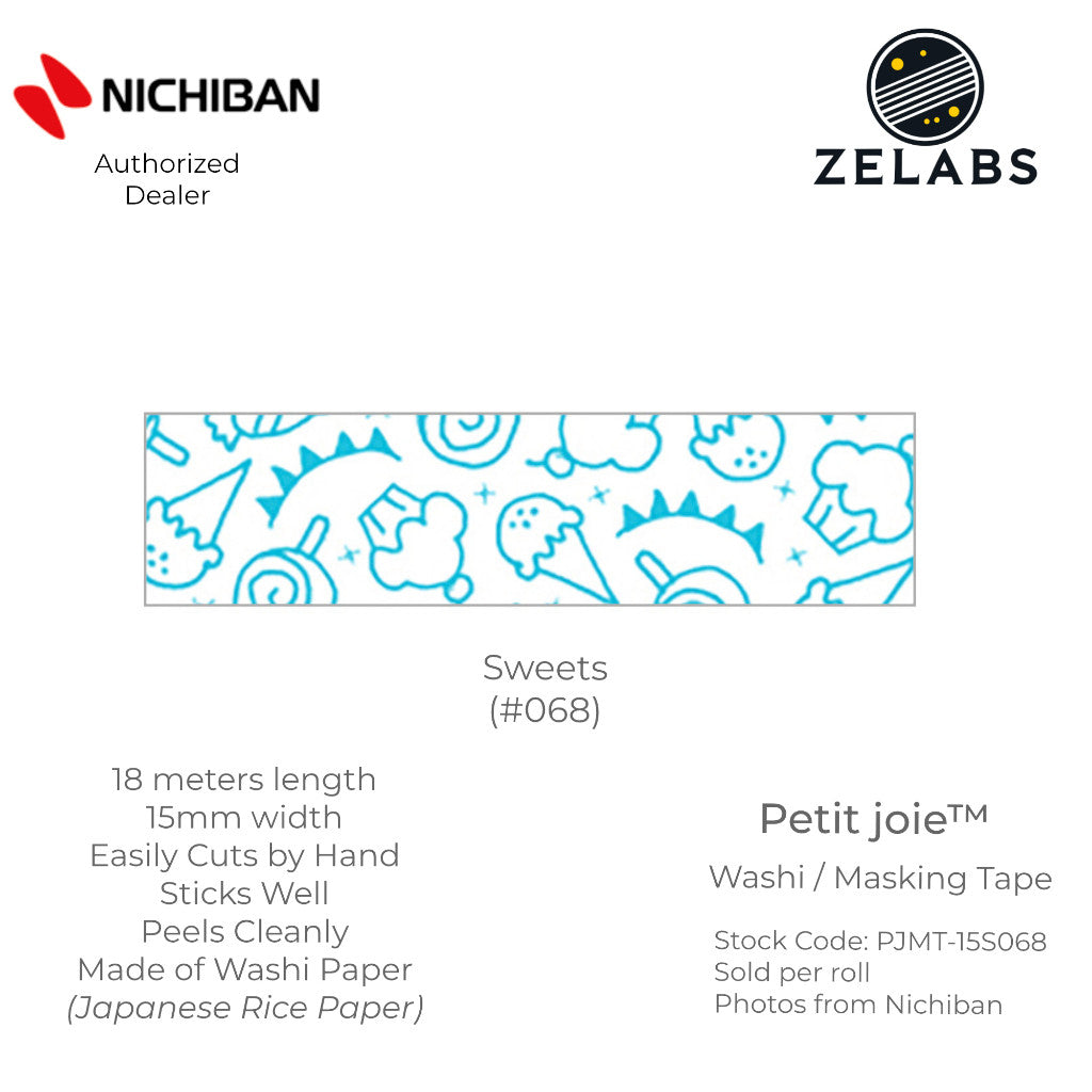 Nichiban Petit Joie Decorative Masking Tape / Washi Tape (15mm x 18 meters) - PJMT-15S