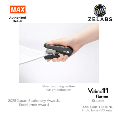 MAX Vaimo 11 Flarme HD-11FNL Desk Stapler - Tip-Curved Flat Clinch Stapler (Refill by No.11 Staples)