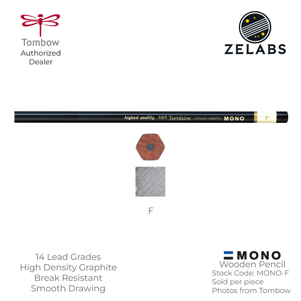 Tombow MONO Homo-Graph Drawing Wooden Pencil - 14 Lead Grades - MONO - 6H to 6B
