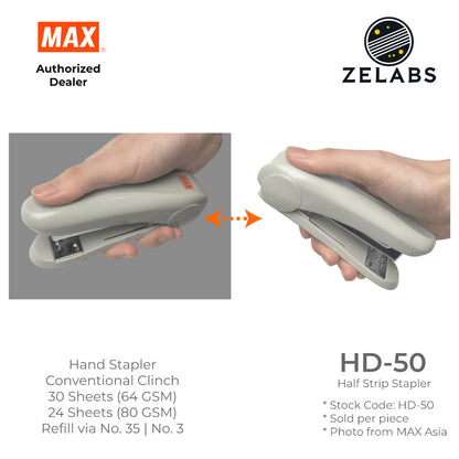 MAX HD-50 Half-Strip Stapler - Conventional Clinch (Refill by No.35 Staples)