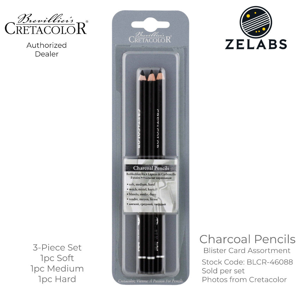 Cretacolor Charcoal Pencils (3-Piece Set) - BLCR-46088 - Soft | Medium | Hard