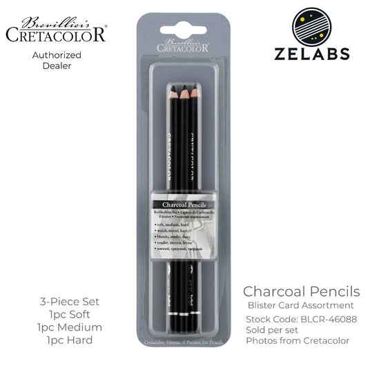 Cretacolor Charcoal Pencils (3-Piece Set) - BLCR-46088 - Soft | Medium | Hard