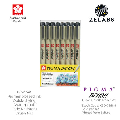 Sakura Pigma Brush Pens - 8-Color Set - XSDK-BR-8A