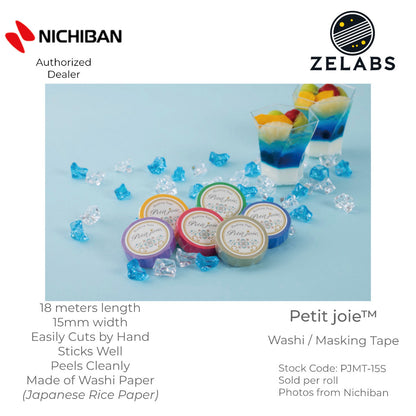 Nichiban Petit Joie Decorative Masking Tape / Washi Tape (15mm x 18 meters) - PJMT-15S