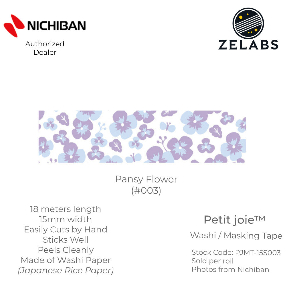 Nichiban Petit Joie Decorative Masking Tape / Washi Tape (15mm x 18 meters) - PJMT-15S