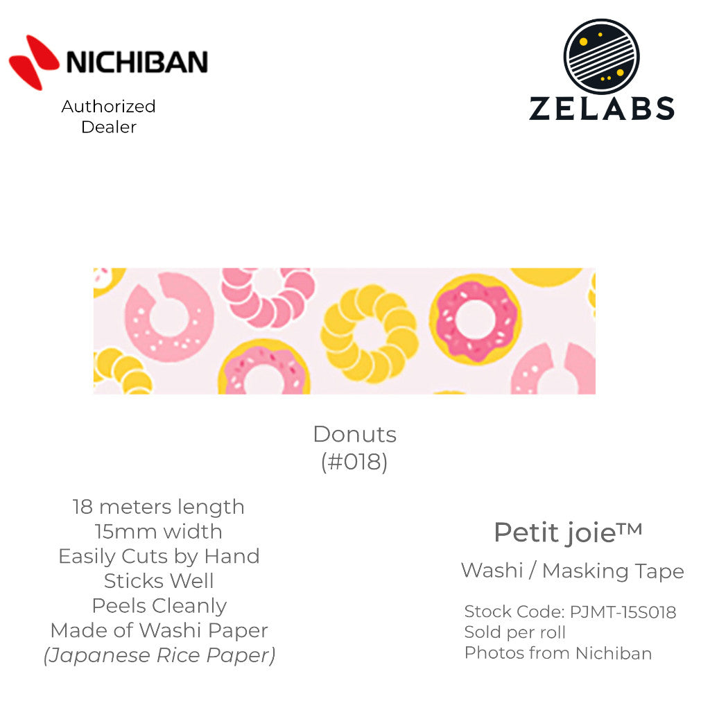 Nichiban Petit Joie Decorative Masking Tape / Washi Tape (15mm x 18 meters) - PJMT-15S