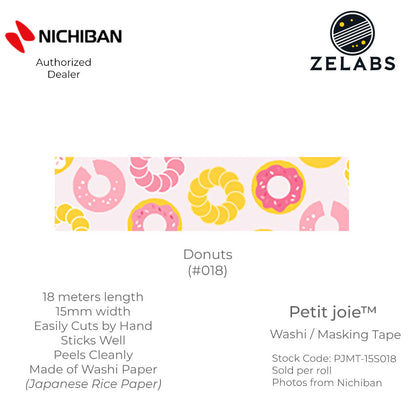 Nichiban Petit Joie Decorative Masking Tape / Washi Tape (15mm x 18 meters) - PJMT-15S