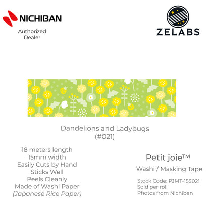 Nichiban Petit Joie Decorative Masking Tape / Washi Tape (15mm x 18 meters) - PJMT-15S