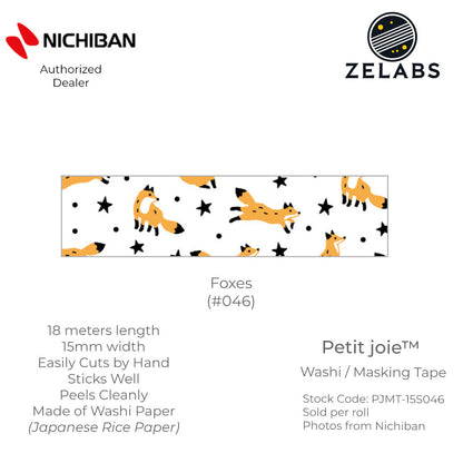 Nichiban Petit Joie Decorative Masking Tape / Washi Tape (15mm x 18 meters) - PJMT-15S