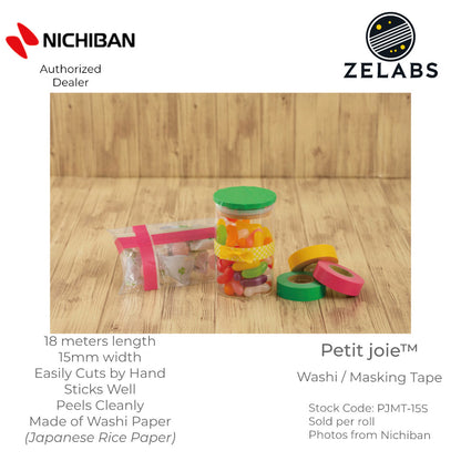 Nichiban Petit Joie Decorative Masking Tape / Washi Tape (15mm x 18 meters) - PJMT-15S