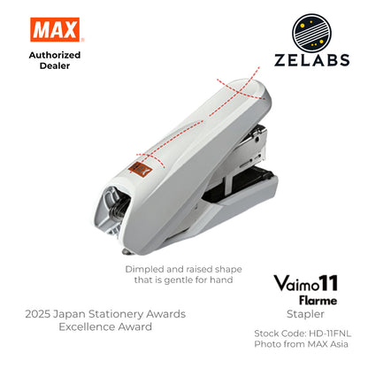 MAX Vaimo 11 Flarme HD-11FNL Desk Stapler - Tip-Curved Flat Clinch Stapler (Refill by No.11 Staples)