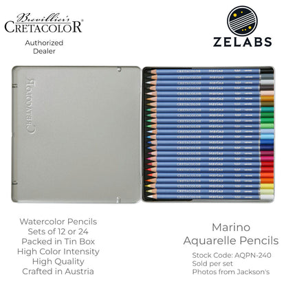 Cretacolor Marino Aquarelle / Watercolor Pencils (12 or 24-color Set) - AQPN-240