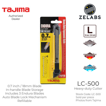 Tajima LC-500 Heavy Duty Ergonomic Endura Cutter - Auto-Lock - 3/4 inch | 18mm Blade