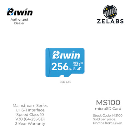 Biwin MS100 microSD Card - UHS-I | C10 | U3 | V30 | A1 - 64GB | 128 GB | 256 GB