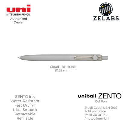 Uni Uni-Ball ZENTO Standard Retractable Gel Pen - UBN-ZSC - 0.38mm | 0.5mm
