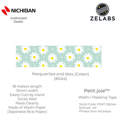 Nichiban Petit Joie Decorative Masking Tape / Washi Tape (15mm x 18 meters) - PJMT-15S