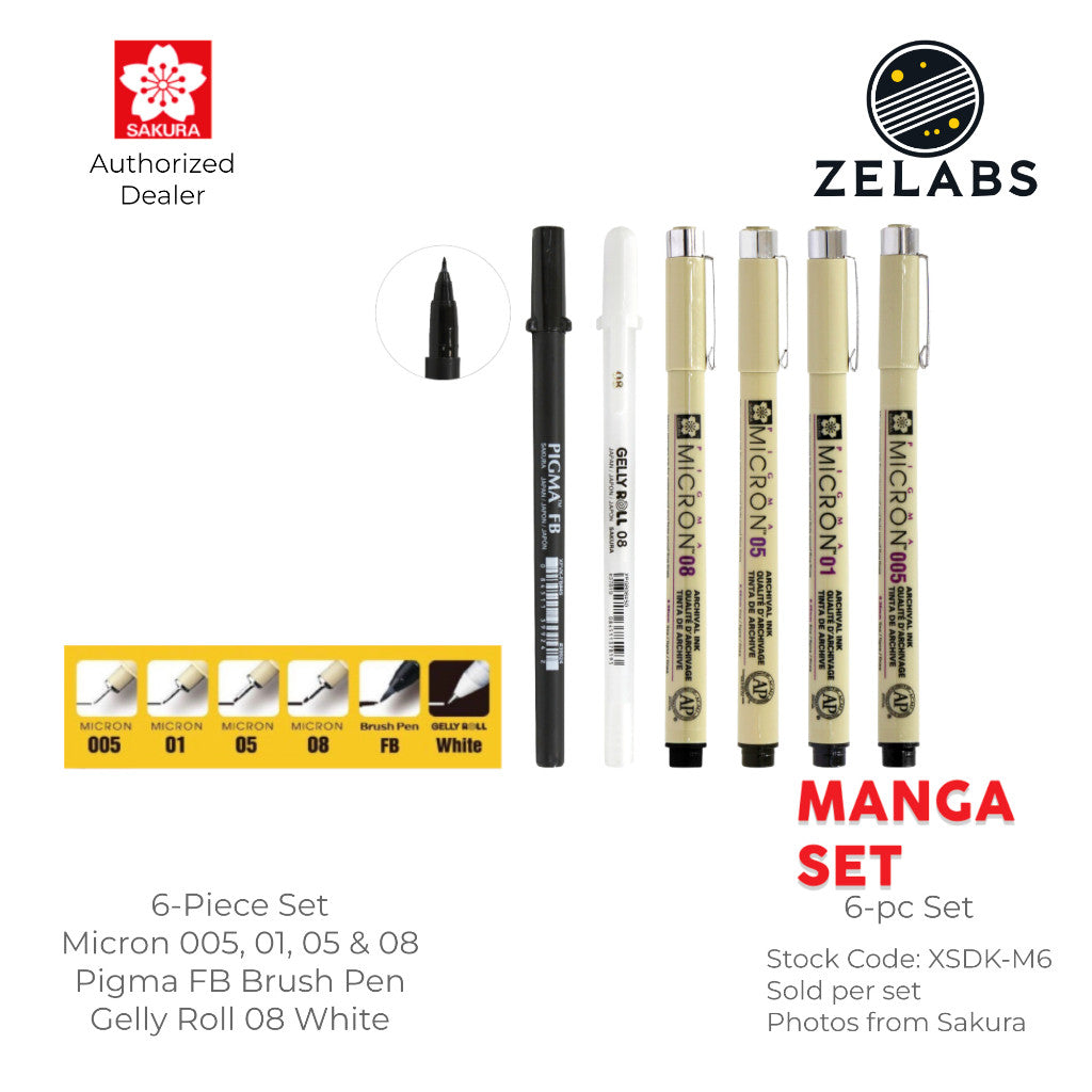 Sakura Pigma Micron Manga Set (6-piece) - XSDK-M6