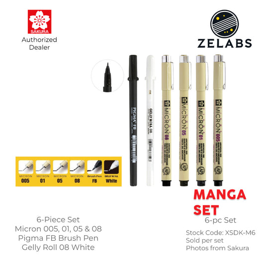Sakura Pigma Micron Manga Set (6-piece) - XSDK-M6