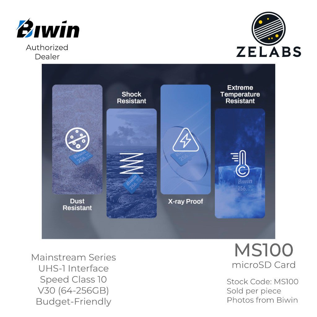 Biwin MS100 microSD Card - UHS-I | C10 | U3 | V30 | A1 - 64GB | 128 GB | 256 GB
