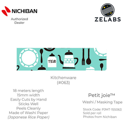Nichiban Petit Joie Decorative Masking Tape / Washi Tape (15mm x 18 meters) - PJMT-15S