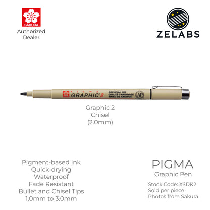 Sakura Pigma Graphic Pen - Bullet / Chisel Nib - 1.0mm to 3.0mm - XSDK1 | XSDK2 | XSDK3
