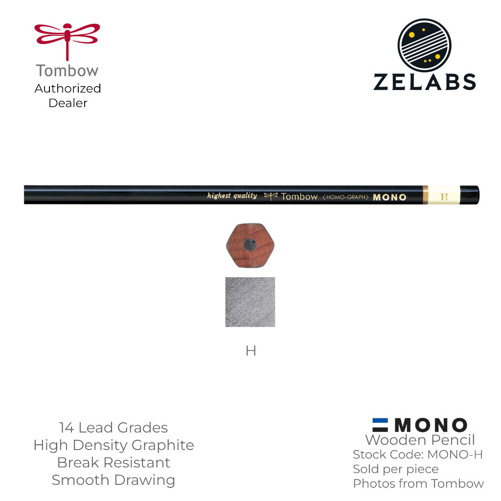 Tombow MONO Homo-Graph Drawing Wooden Pencil - 14 Lead Grades - MONO - 6H to 6B
