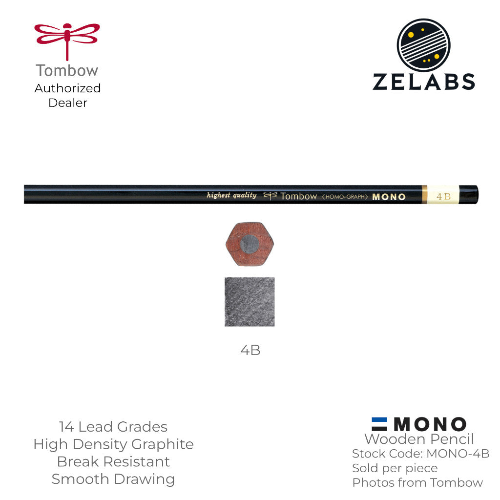 Tombow MONO Homo-Graph Drawing Wooden Pencil - 14 Lead Grades - MONO - 6H to 6B