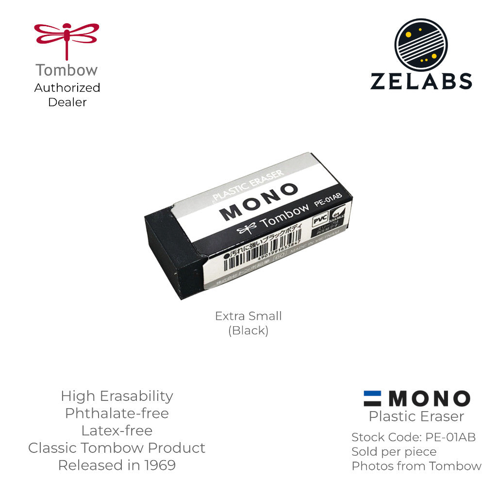 Tombow MONO Plastic Eraser (Phthalate-Free / Latex-Free) - White | Black - PE-01 | PE-04