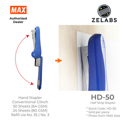 MAX HD-50 Half-Strip Stapler - Conventional Clinch (Refill by No.35 Staples)