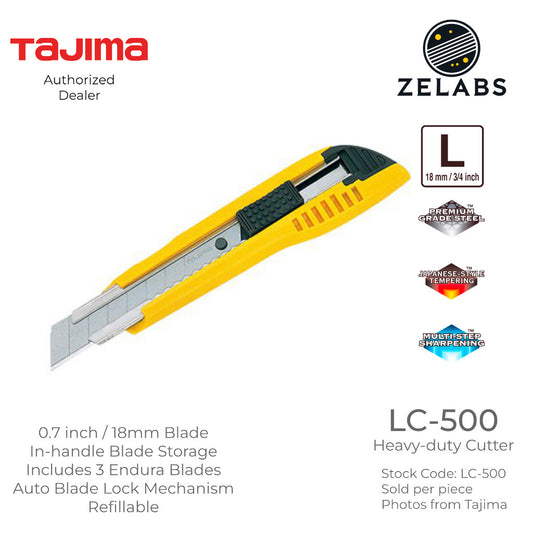 Tajima LC-500 Heavy Duty Ergonomic Endura Cutter - Auto-Lock - 3/4 inch | 18mm Blade
